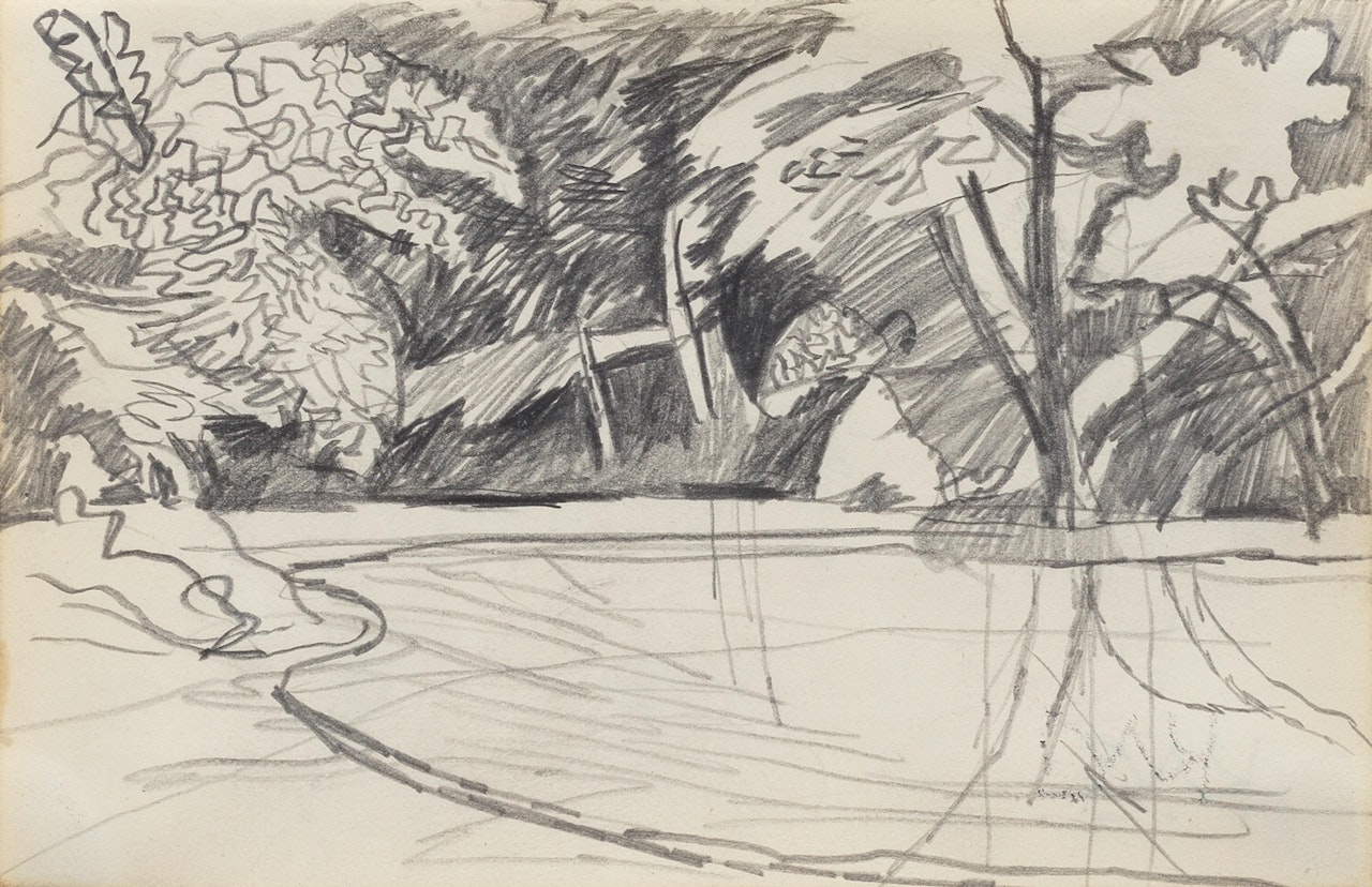 Pond and Trees by Keith Vaughan