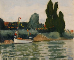 Poissy, bateau pavoisé