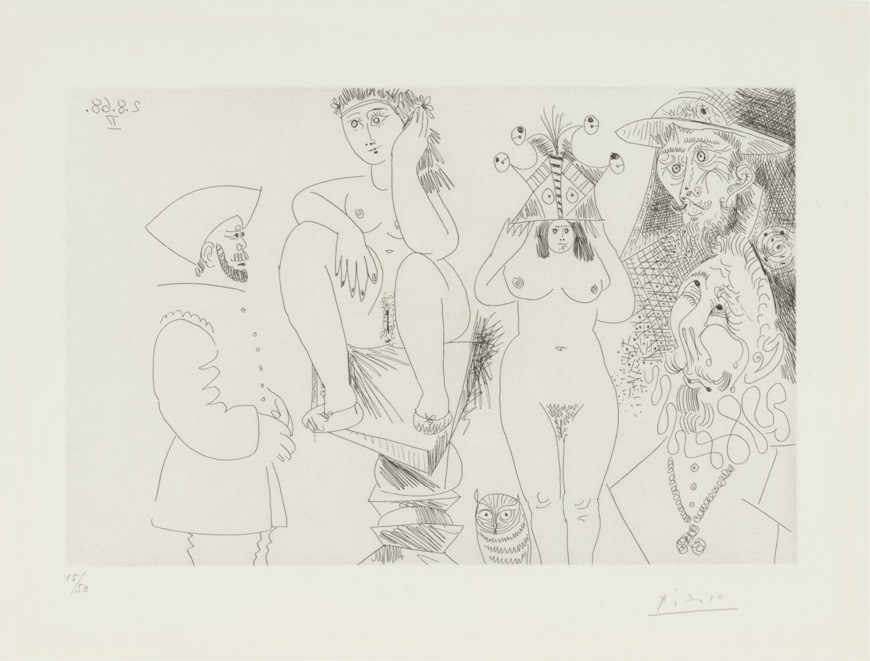 Deux femmes dont une sur une sellette ... from the 347 series (Bloch 1712; Baer 1730) by Pablo Picasso