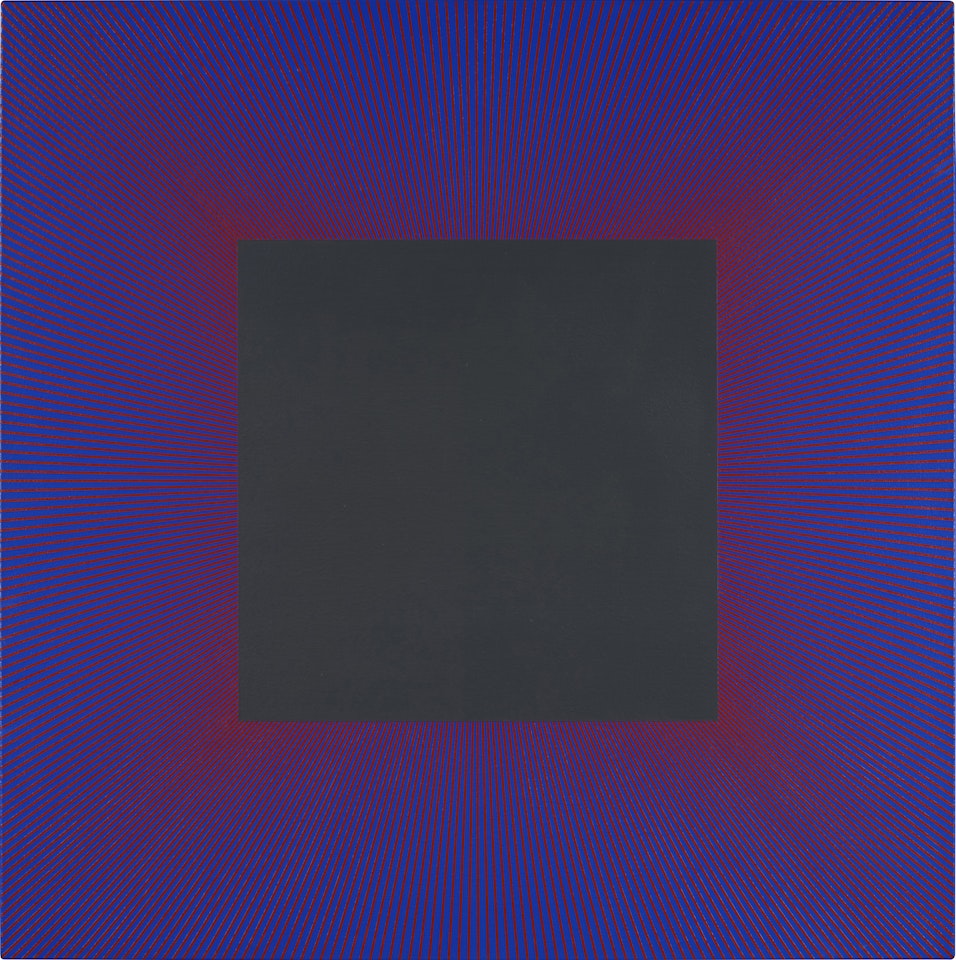 Red Edged Smokey Gray Square by Richard Anuszkiewicz