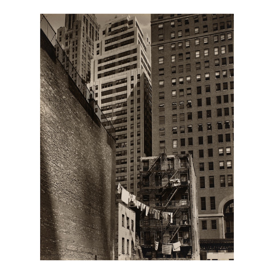 "Construction Old and New from Washington Street, #37" by Berenice Abbott