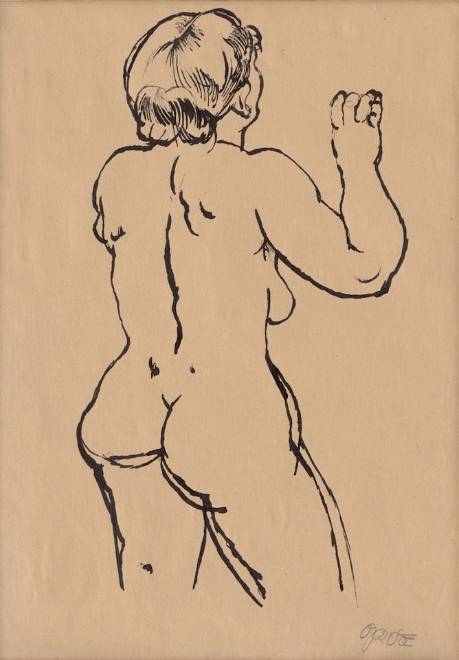 Standing female back nude by George Grosz