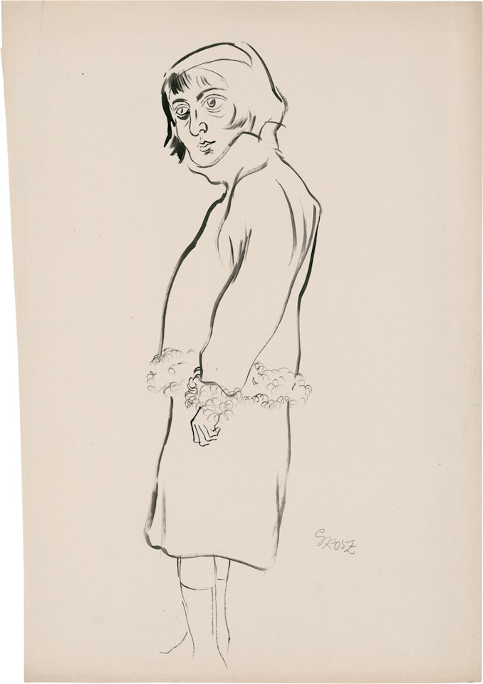 Woman wearing a fur-trimmed jacket by George Grosz