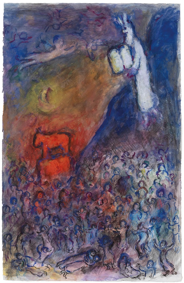 Moses and the Golden Calf (; ) by Marc Chagall