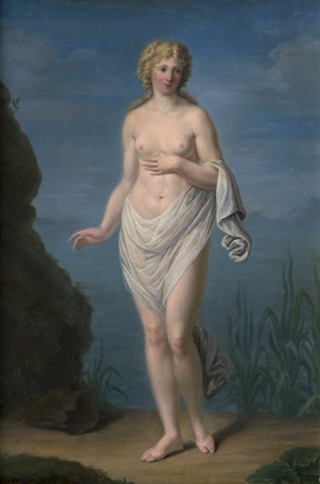 Nymph on the seashore by German School