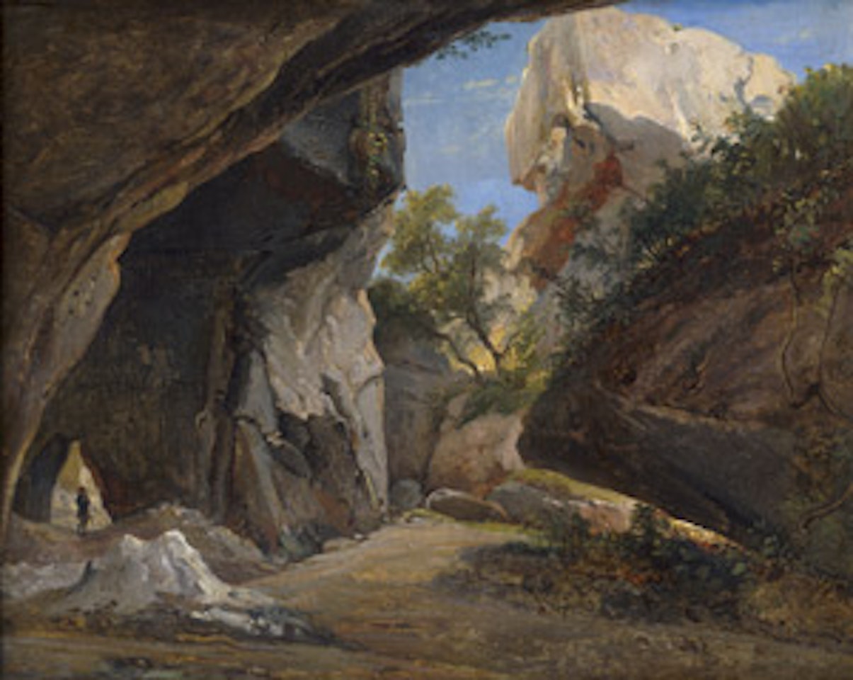 Grotto in southern Italy with a hiker by German School