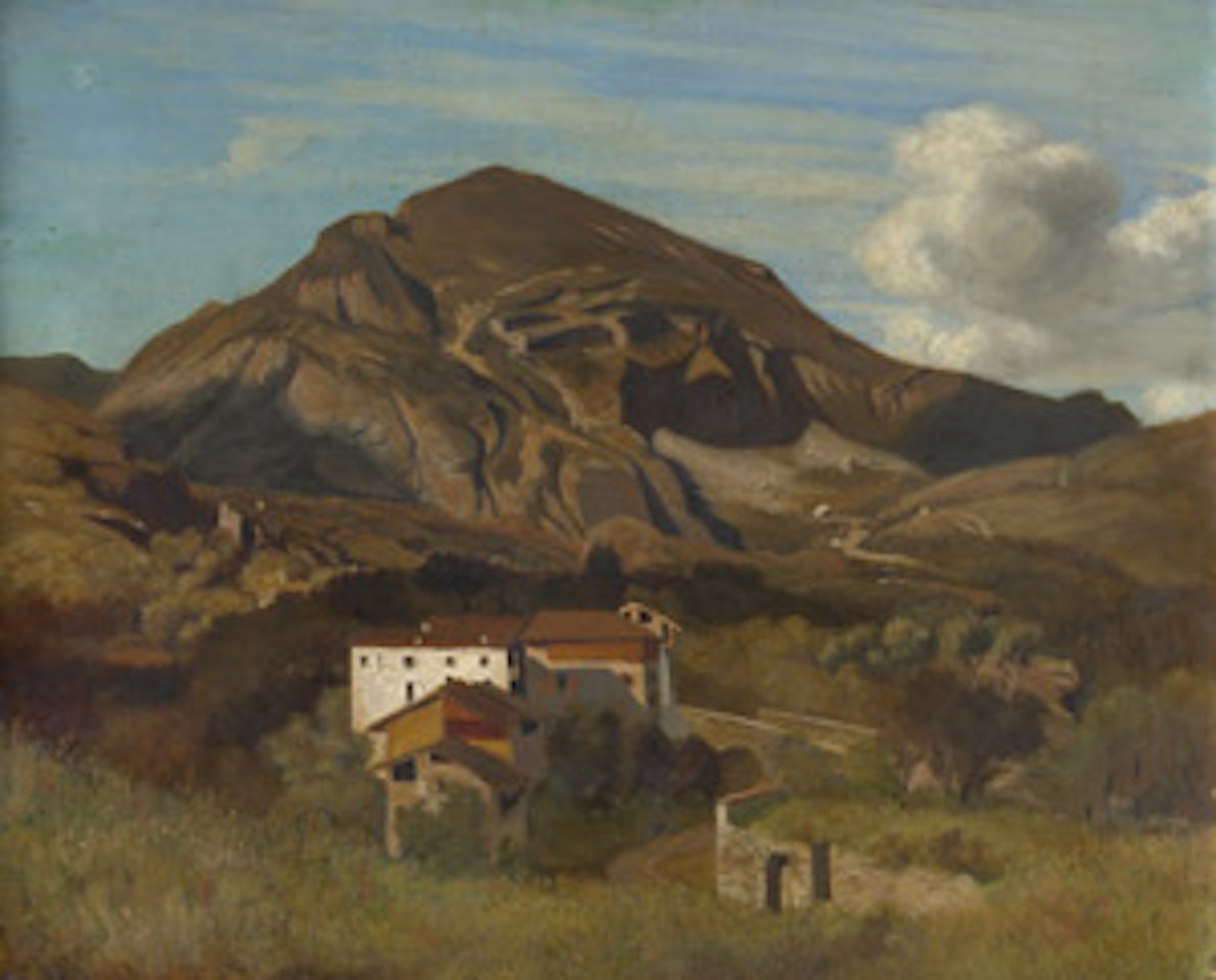 Cervara landscape with farmstead by German School