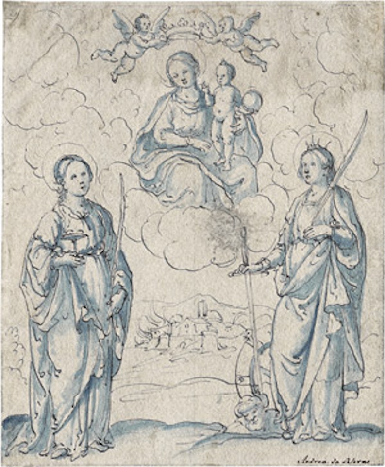 The Madonna in the clouds by Italian School