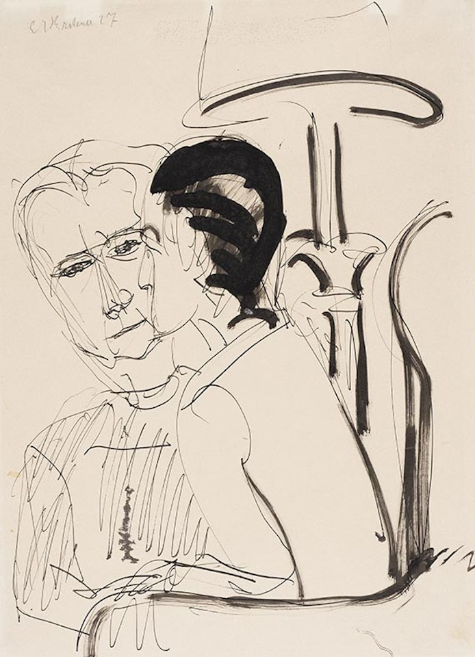 Gespräch unter der Lampe by Ernst Ludwig Kirchner