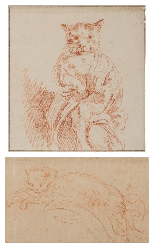 Two studies of cats by Jean-Honoré Fragonard