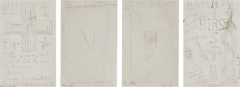 i. The Pharmacy Cross Drawing ii. Drinks Menu Drawing iii. Food Menu (Shut Up and Eat Your Dinner) Drawing iv. Untitled (Notes for Pharmacy) Drawing