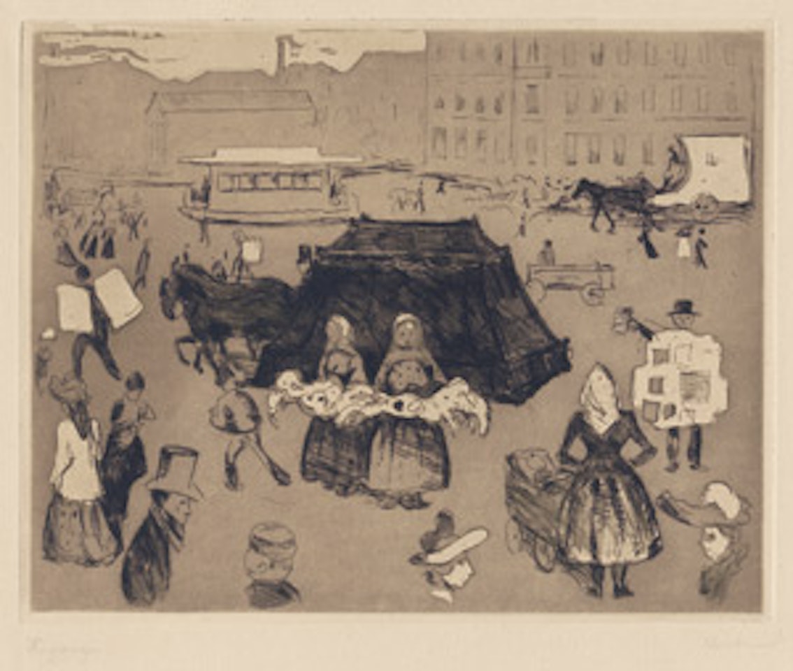 "The hearse". Potsdamer Platz by Edvard Munch