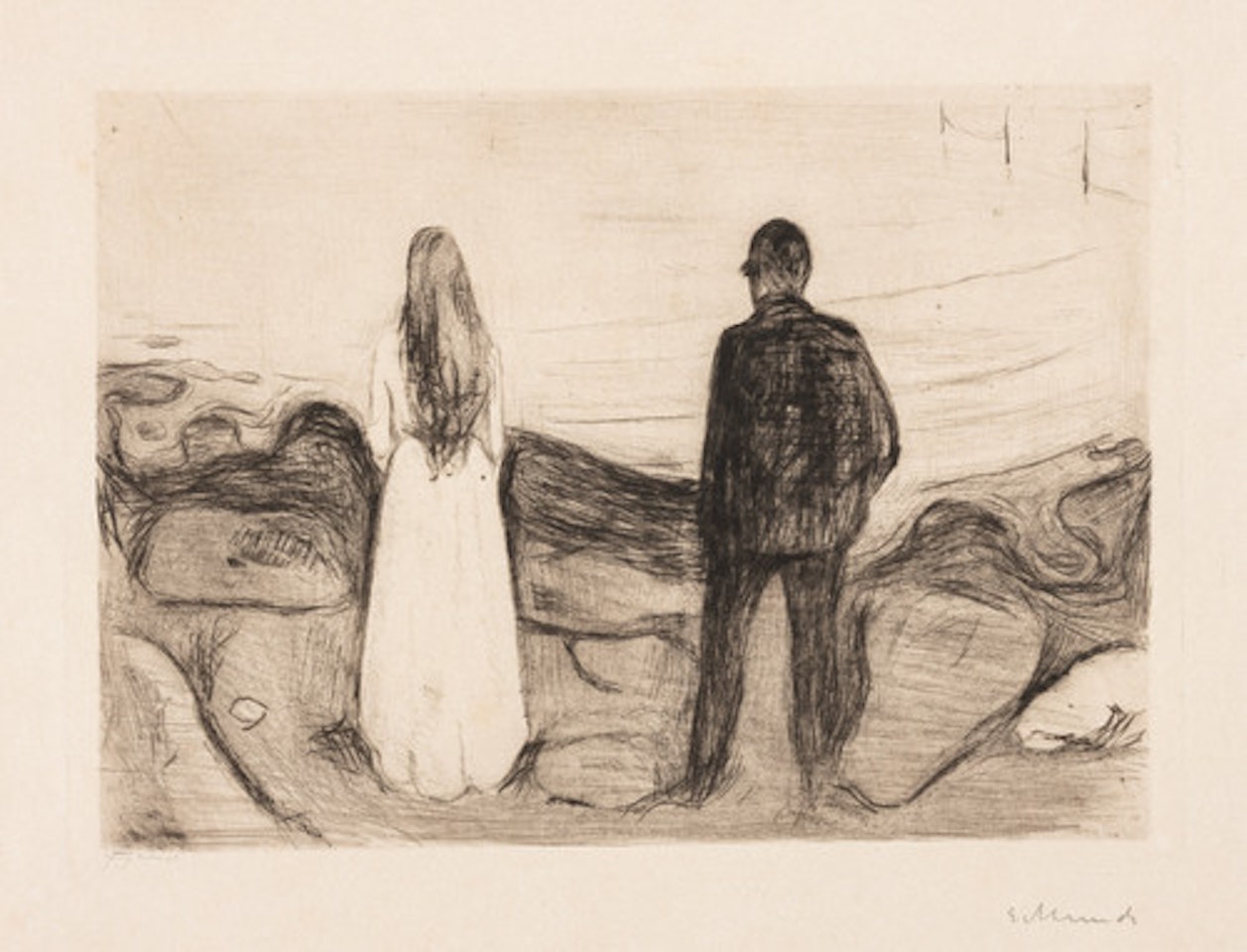 Two Human Beings. The Lonely Ones by Edvard Munch