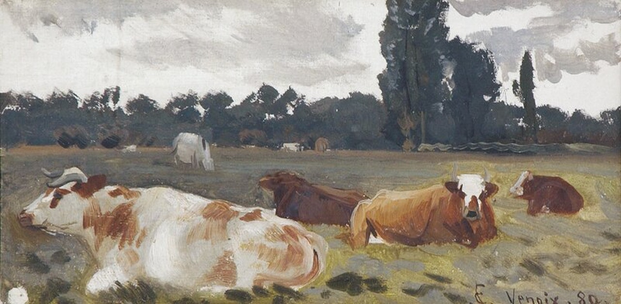 Studie til Bondegård i Venoix by Christian Skredsvig