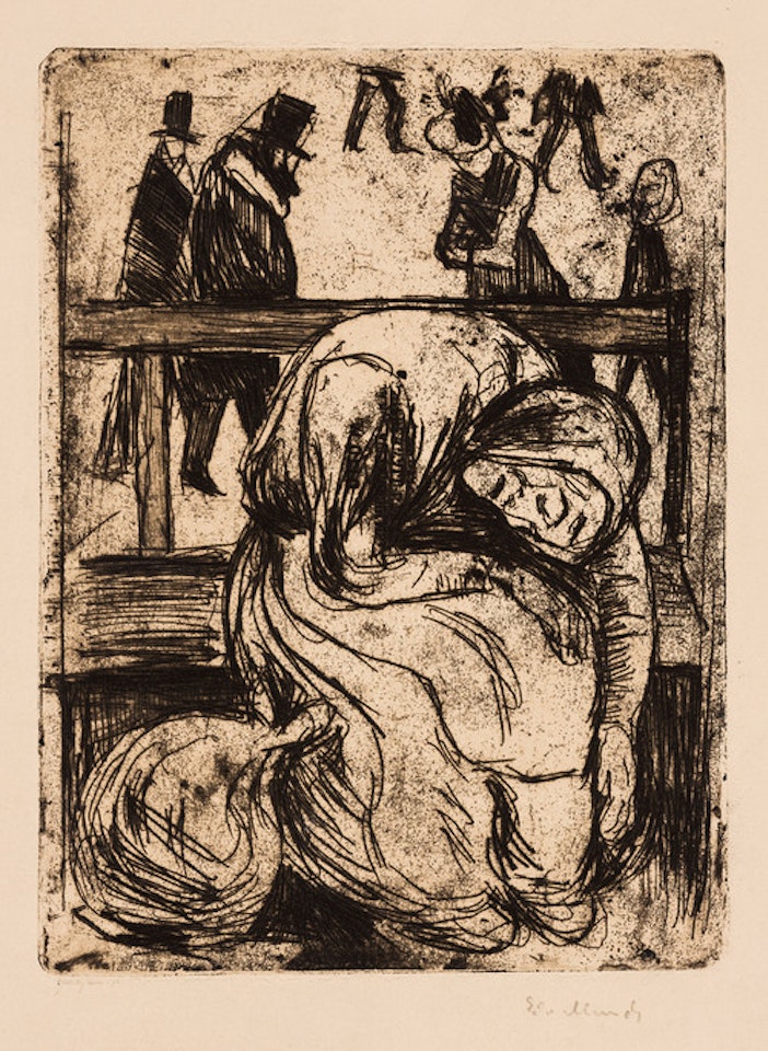 Old Woman on a Bench by Edvard Munch