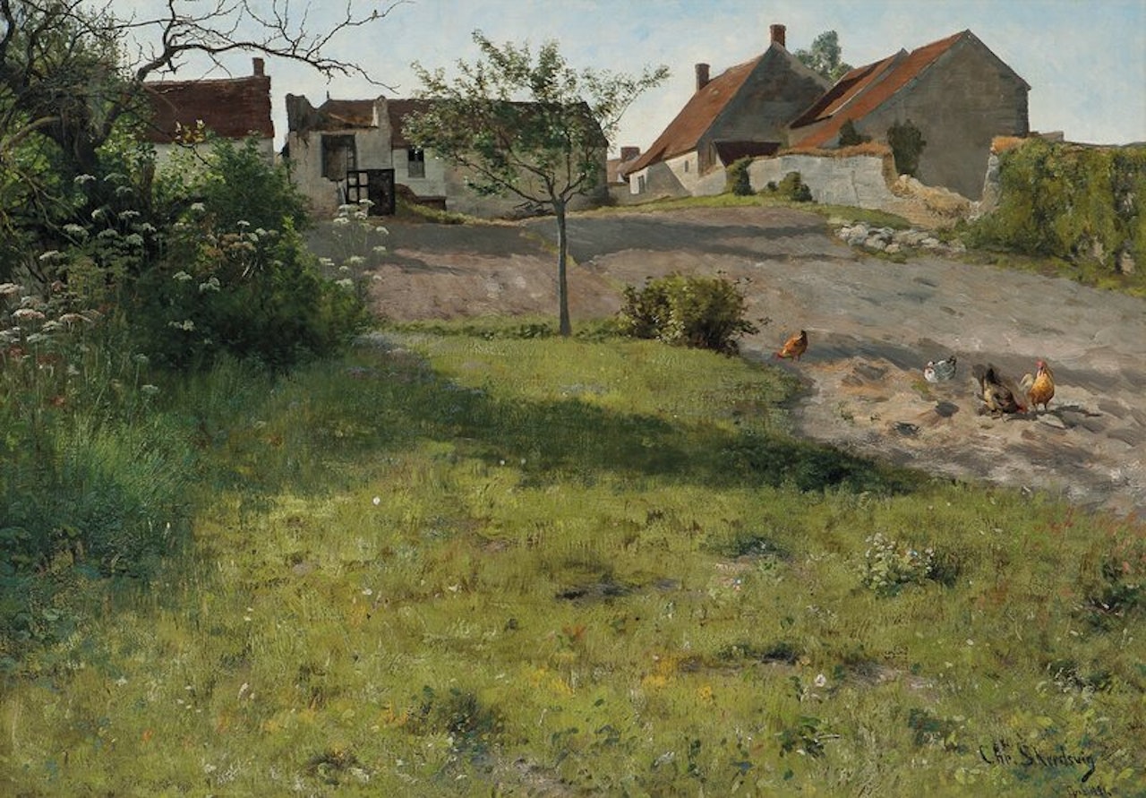Bondegård i Grez by Christian Skredsvig