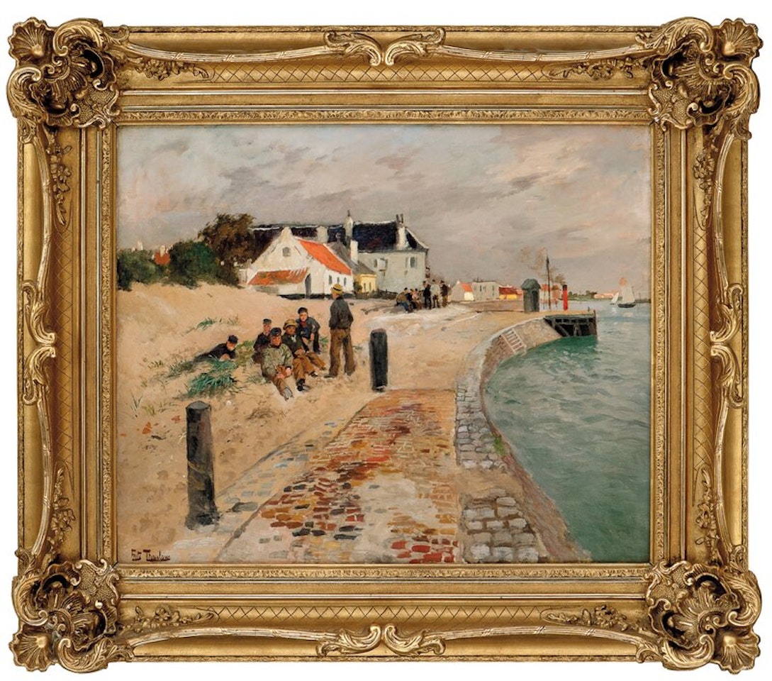 Fransk landsby med folkeliv by Fritz Thaulow