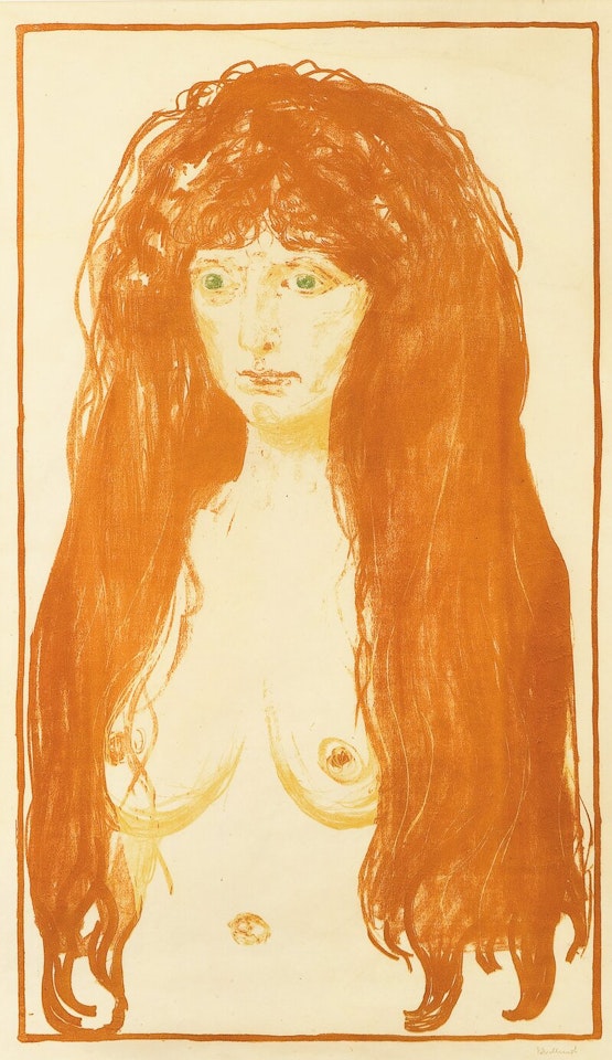Woman with Red Hair and Green Eyes. The Sin by Edvard Munch