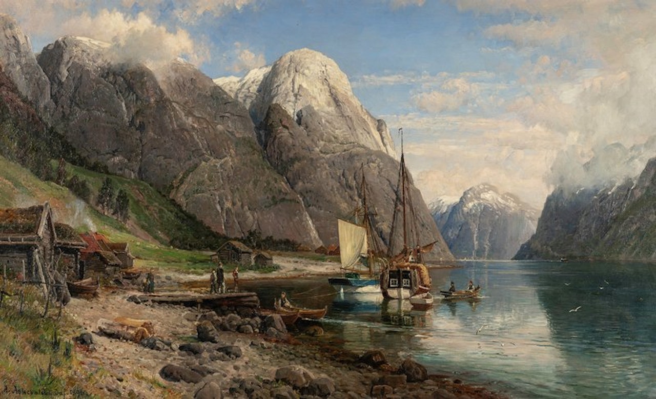 Fjord Landscape with People by Anders Monsen Askevold