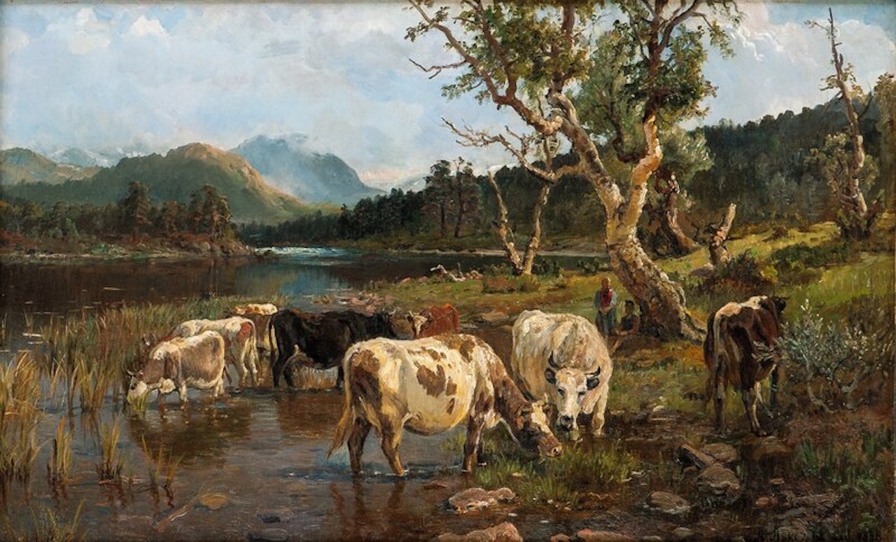 Cattle by the Waterhole by Anders Monsen Askevold