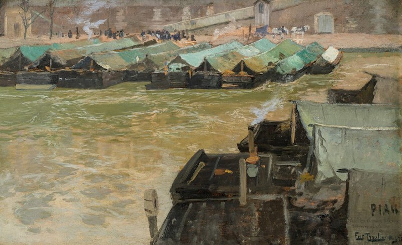 Barges on the Seine by Fritz Thaulow