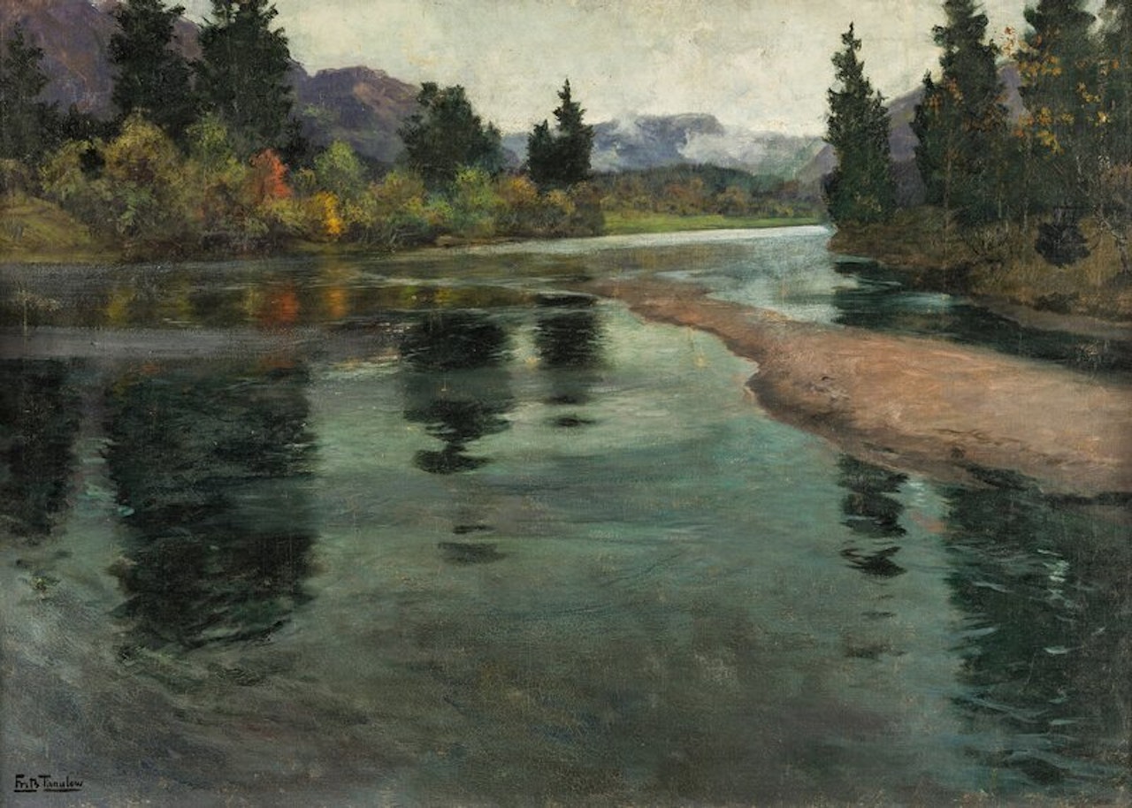 Norwegian River Landscape by Fritz Thaulow