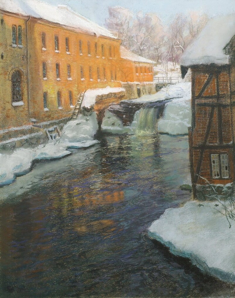 Vinter ved Akerselven by Fritz Thaulow