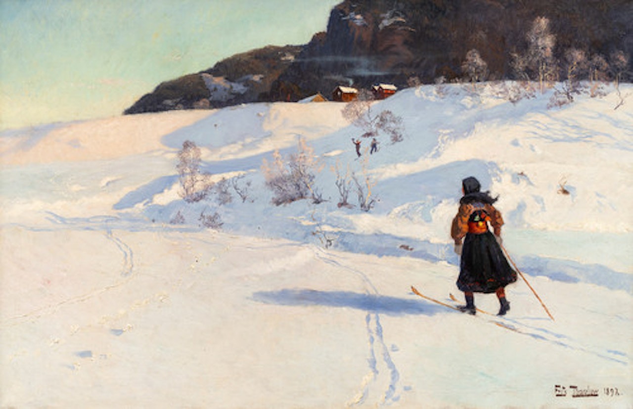 Winter with a Skier by Fritz Thaulow