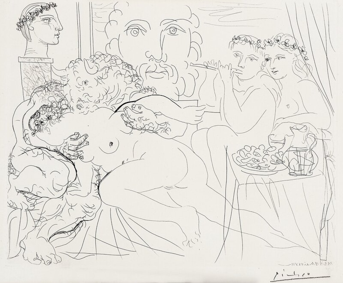 Minotaur caressing a Woman / Minotaure caressant une Femme by Pablo Picasso