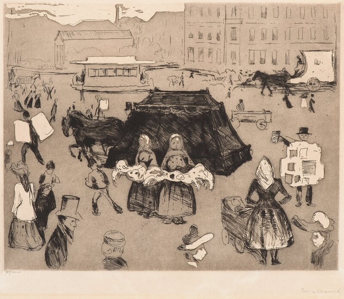 The Hearse. Potsdamer Platz by Edvard Munch