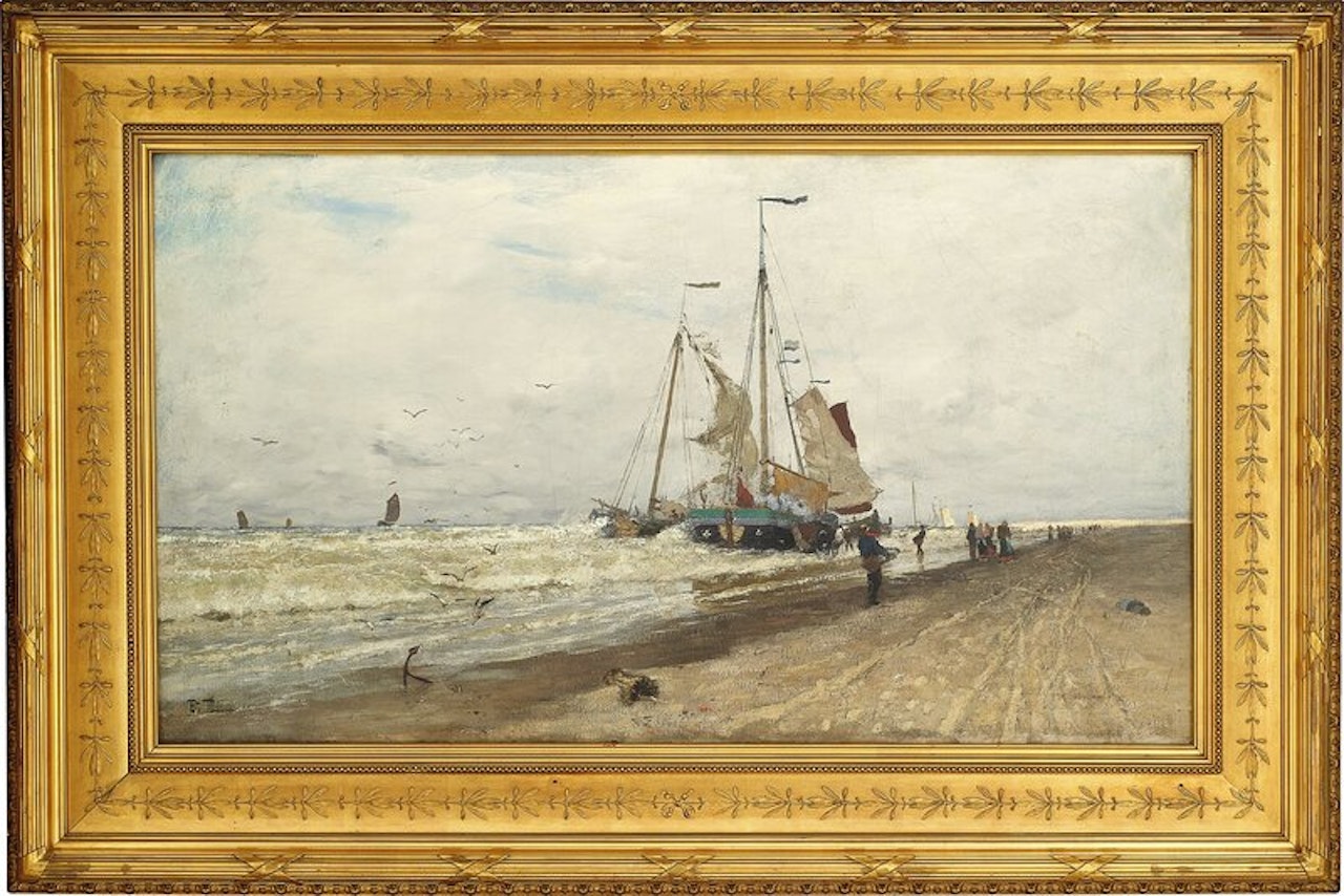 Båter ved kysten by Fritz Thaulow