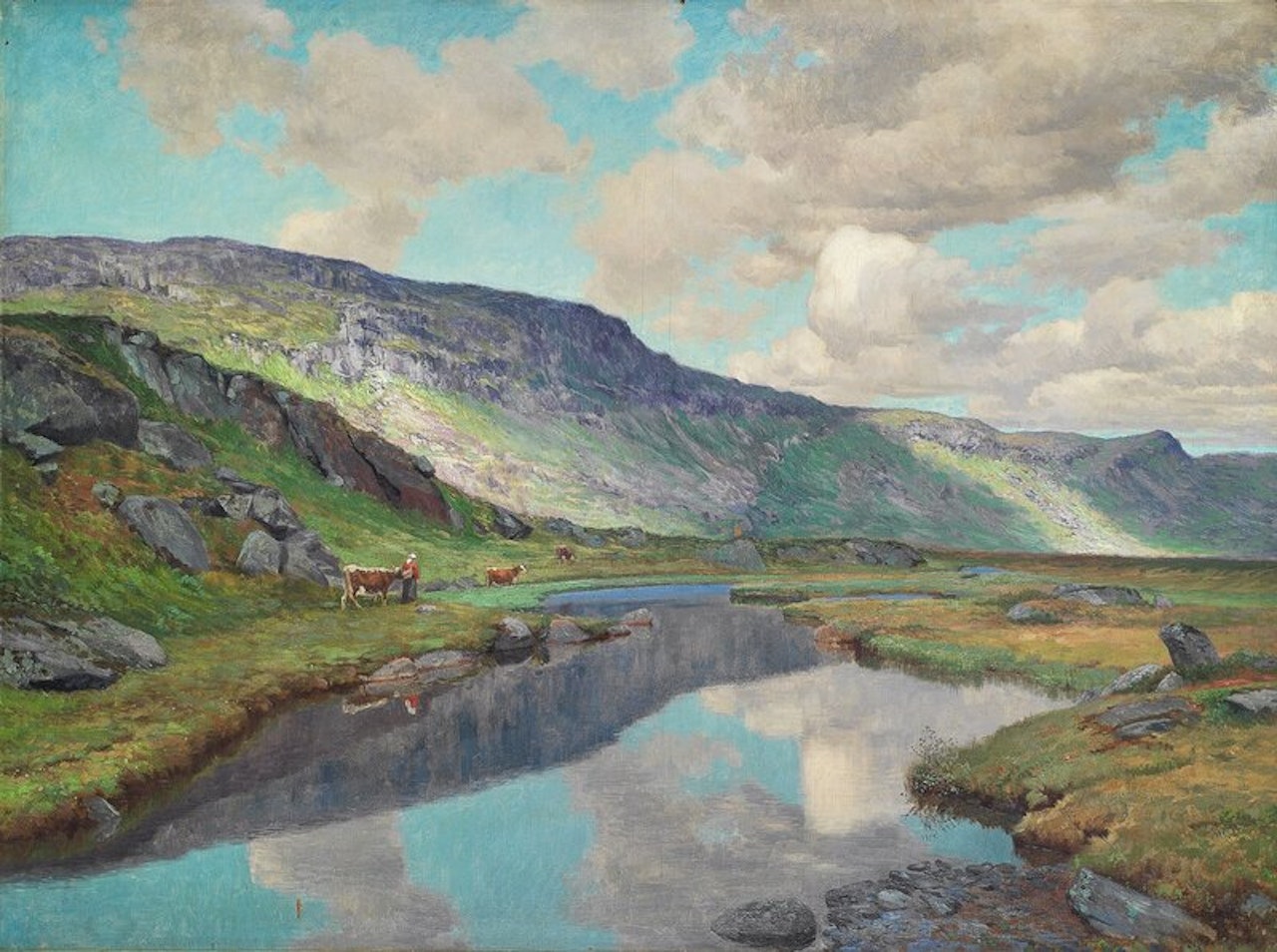 Budeie ved vanningssted by Christian Skredsvig