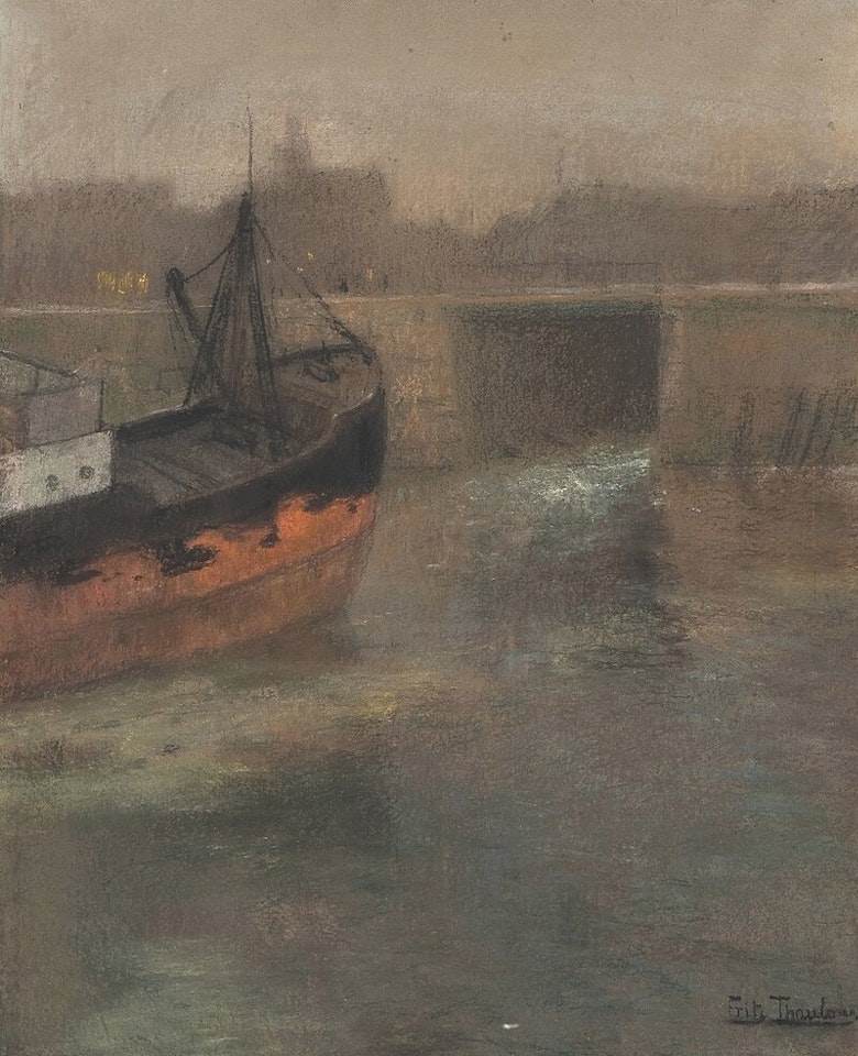 Elvebåt by Fritz Thaulow