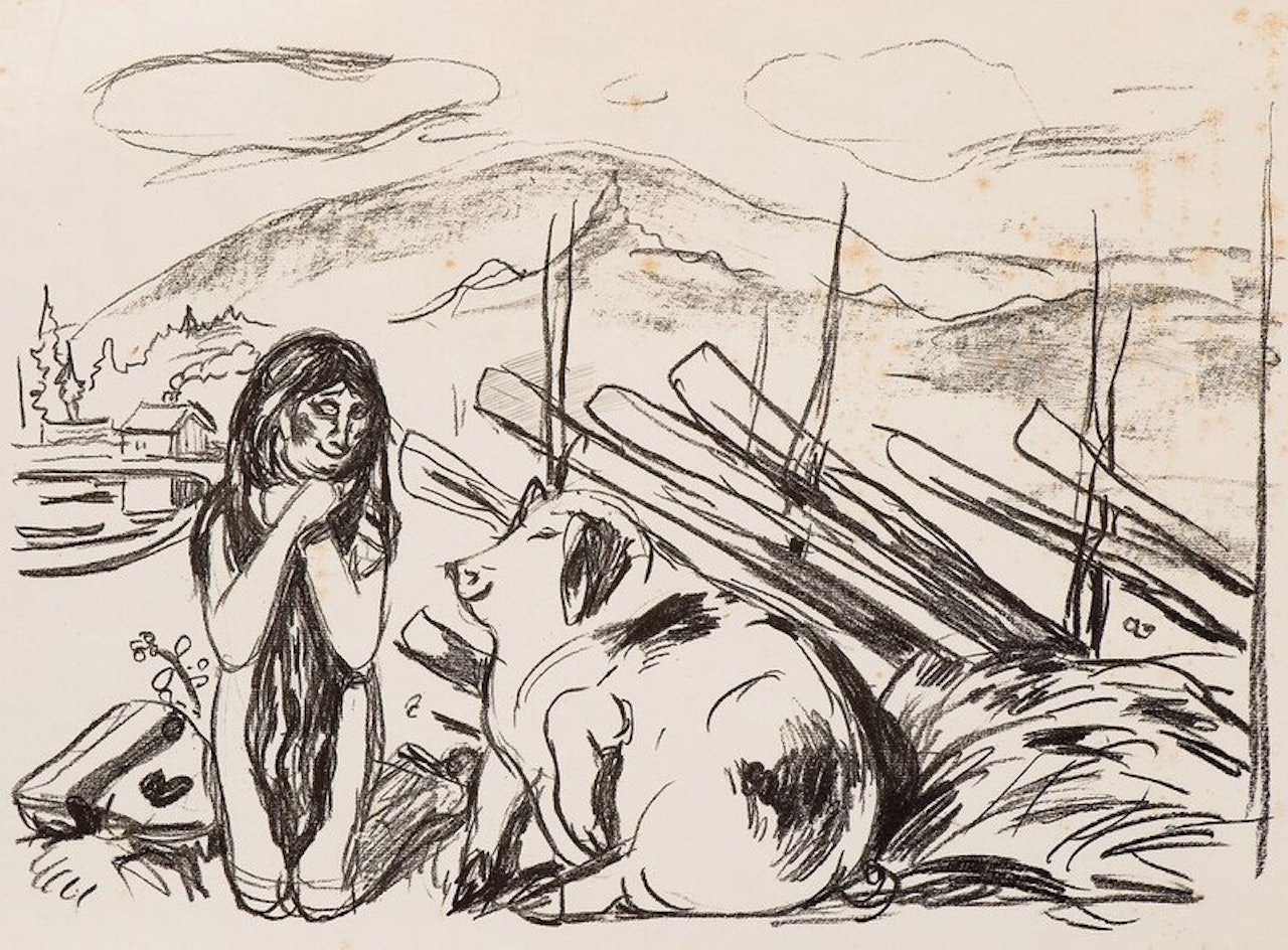 Omega and the Pig by Edvard Munch