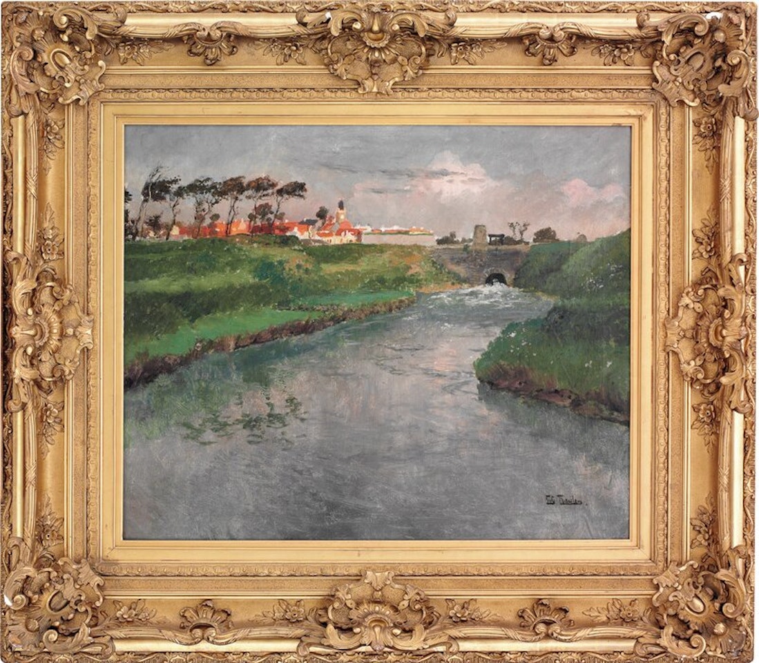 Sommerlandskap med elv by Fritz Thaulow