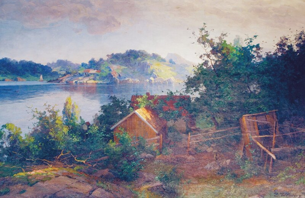 Skjærgårdslandskap med hus by Even Ulving