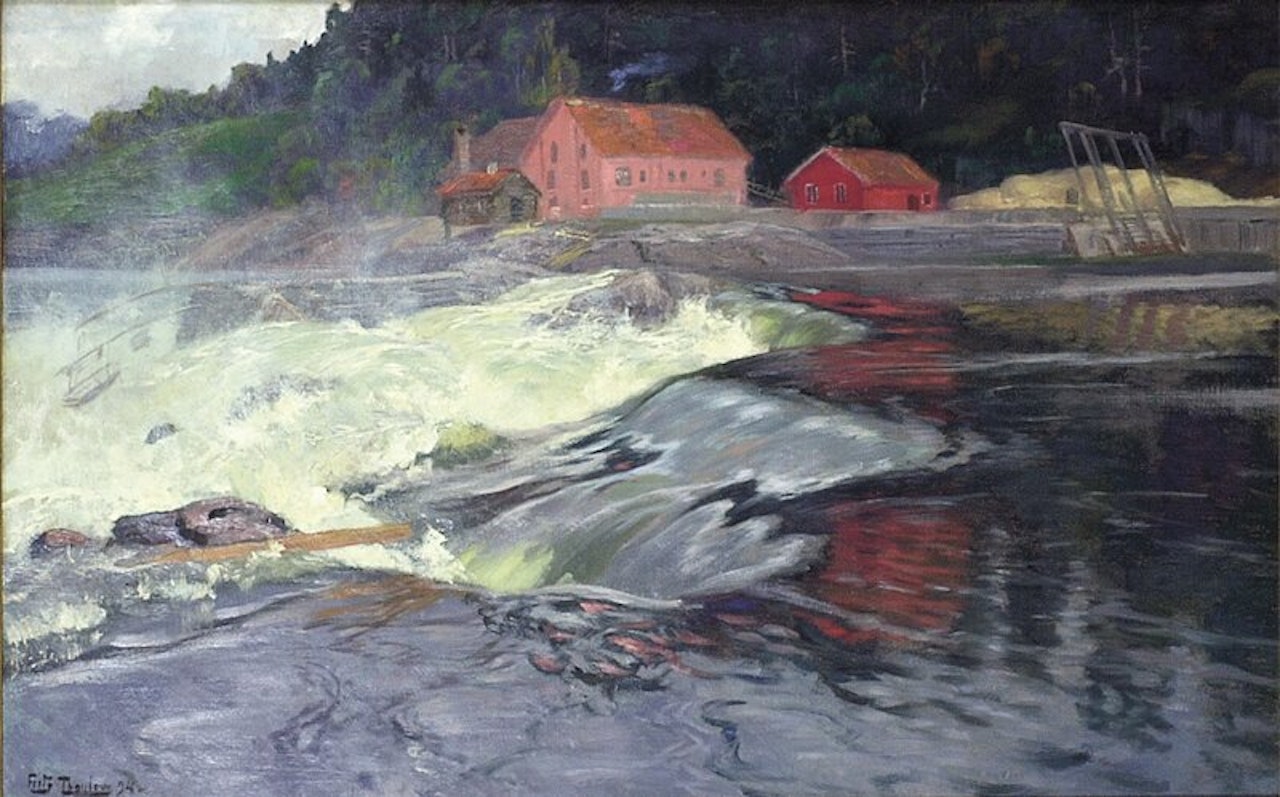 Fossefall i Norge by Fritz Thaulow