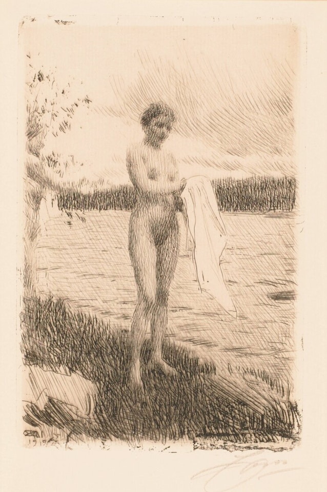 Kvinne ved strand by Anders Zorn
