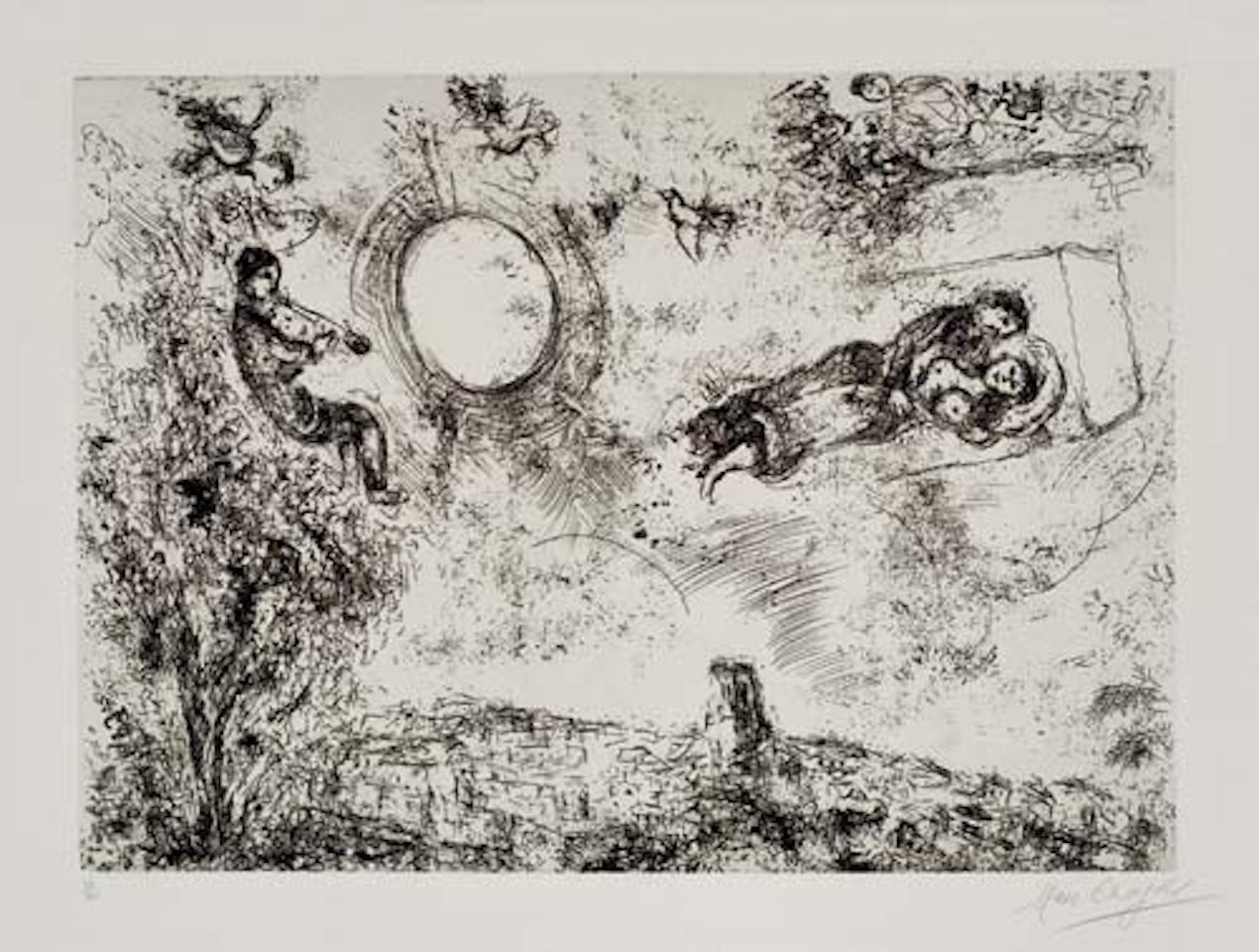 Les Amoureux dans le ciel à St-Paul by Marc Chagall