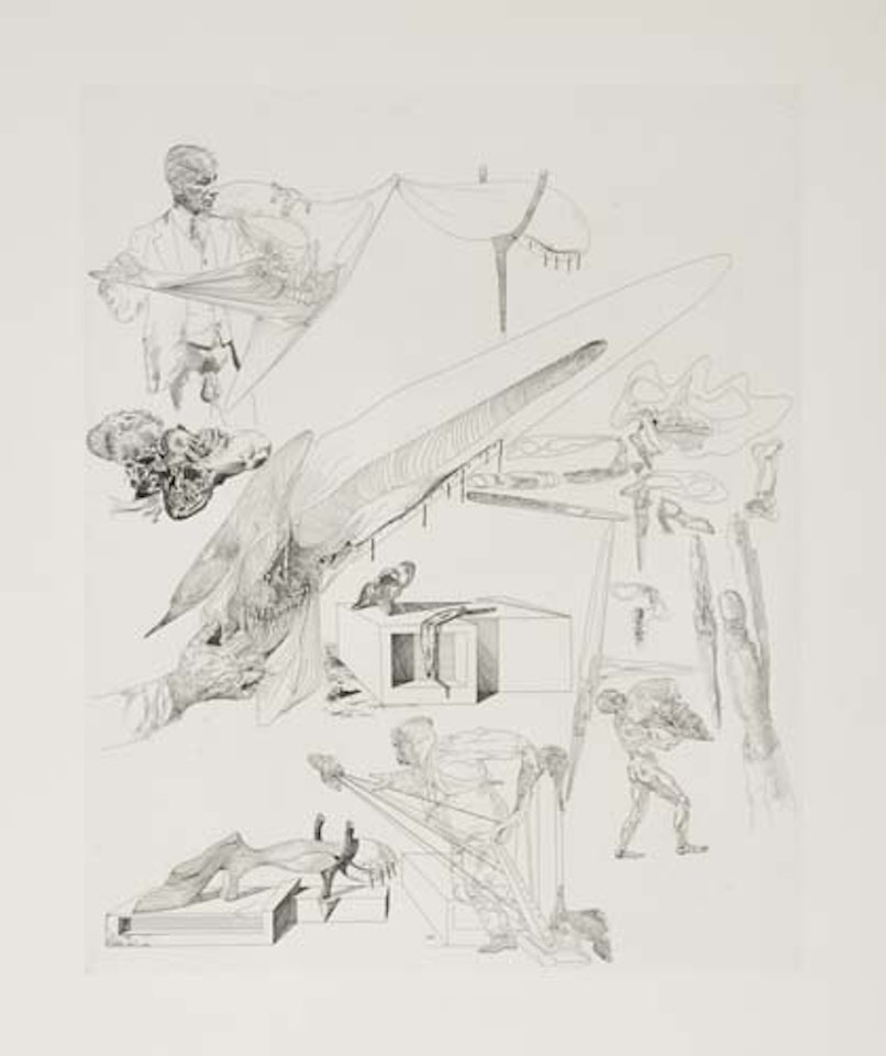 Crânes mous et harpe crânienne by Salvador Dali