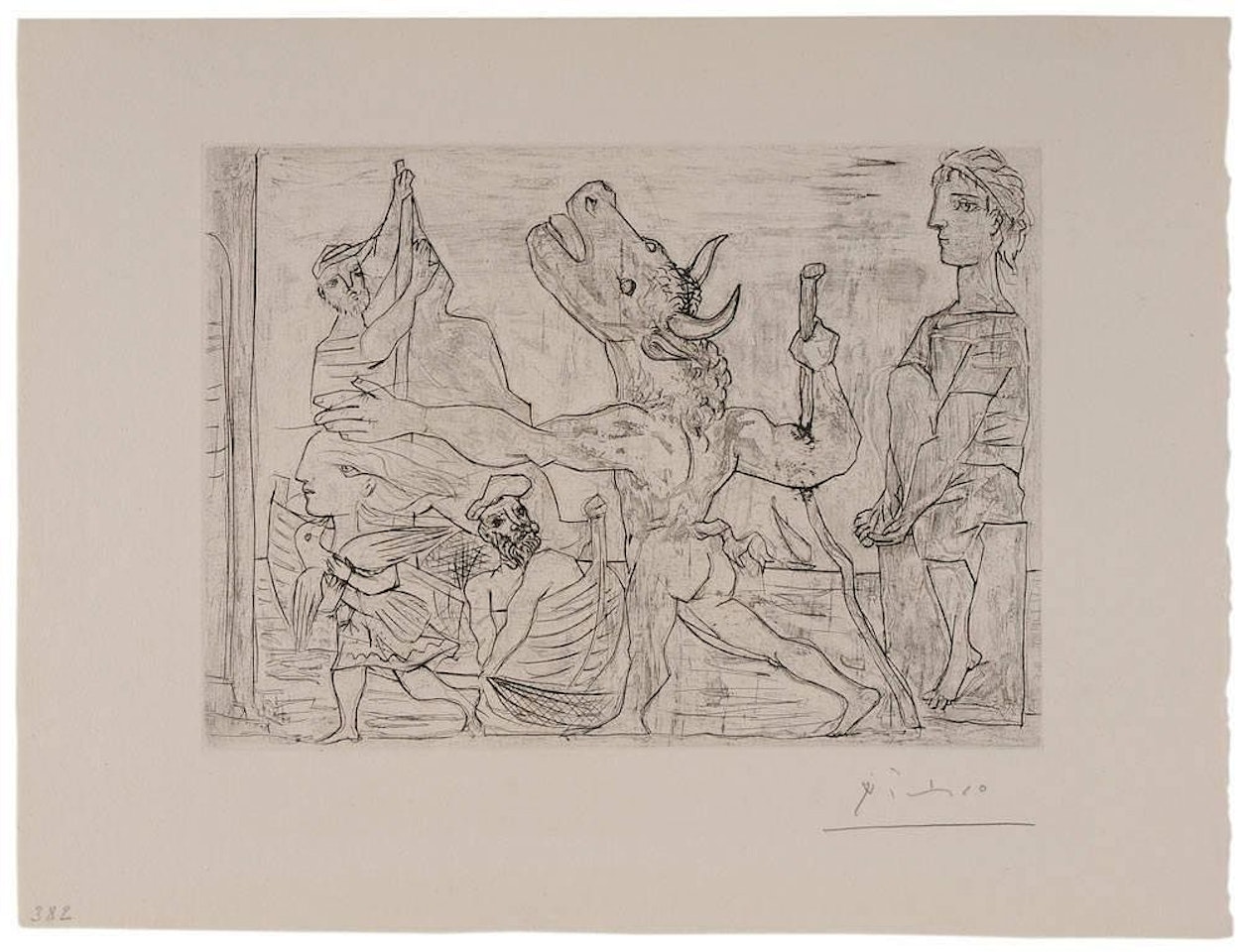 Minotaure Aveugle Guidé par une Petite Fille au Pigeon] (from La Suite Vollard) 1934 (B224) by Pablo Picasso