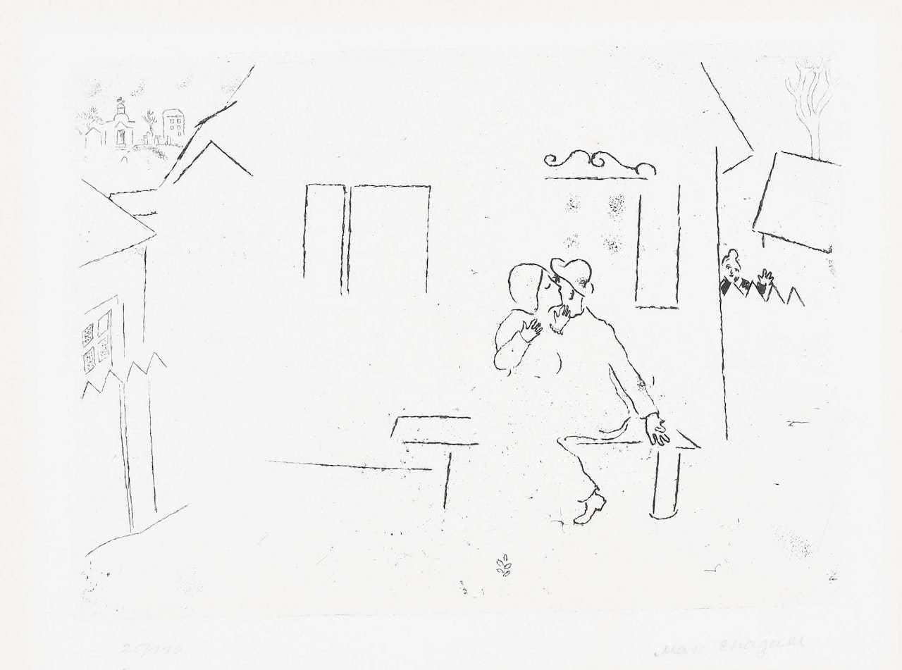 Lovers on a Bench by Marc Chagall