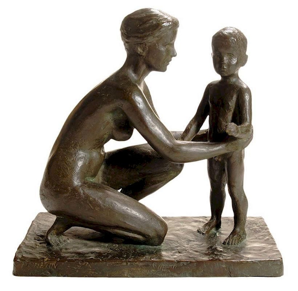 Kneeling Nude with Child by Arne Durban