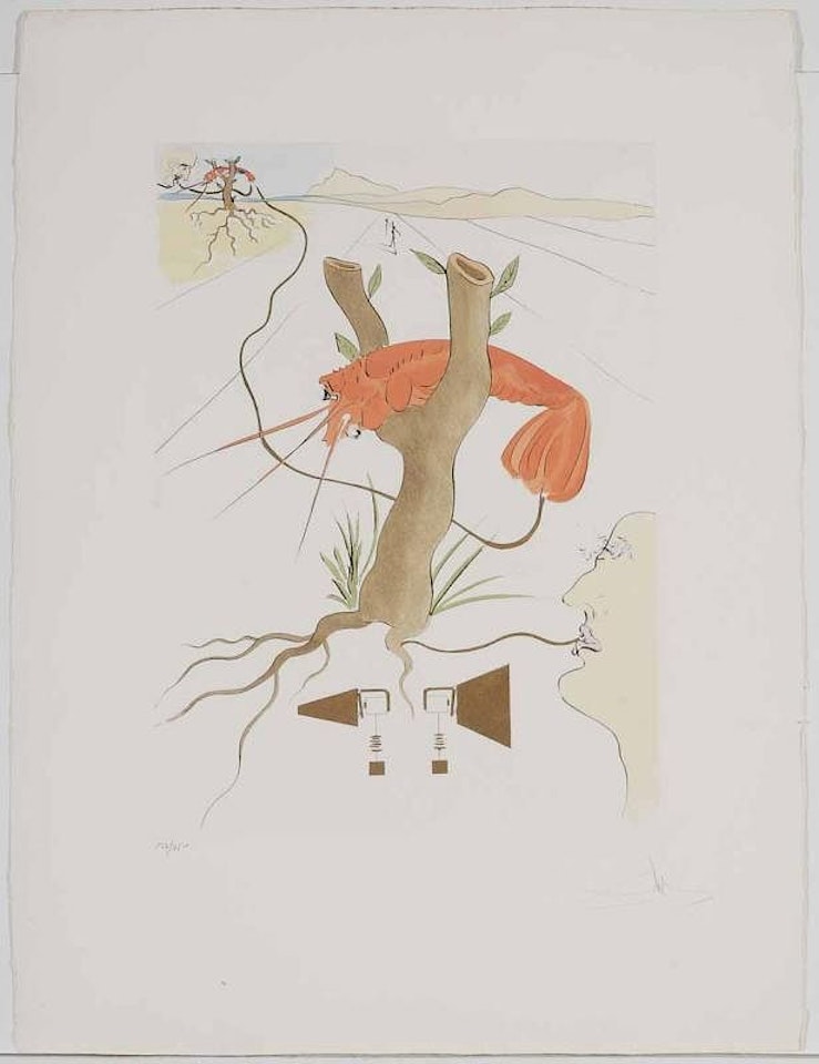 Le téléphone], for [Hommage à Leonardo da Vinci] (F. 75-8 I) by Salvador Dali