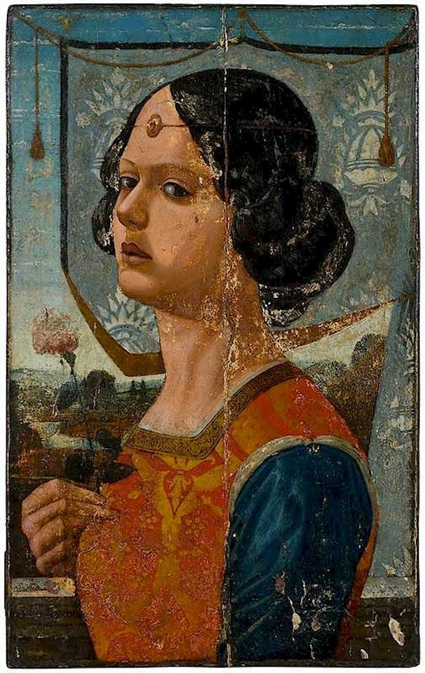 Portrait of a Woman Holding a Flower by Italian School