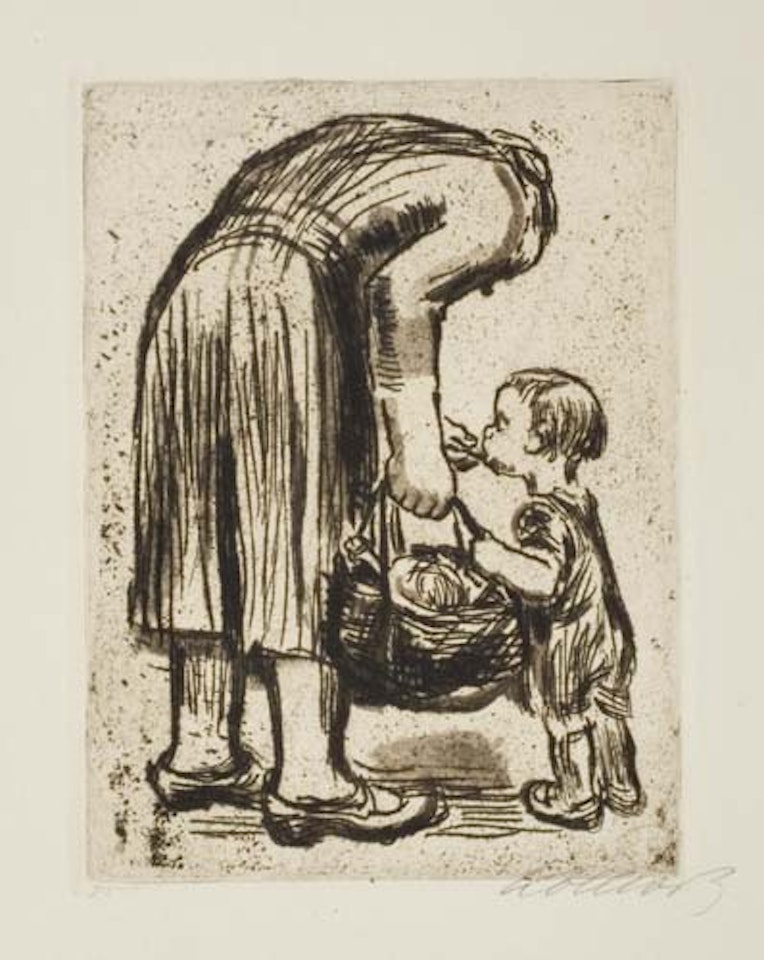 Stehende Mutter, ihr Büblein fütternd by Kathe Kollwitz