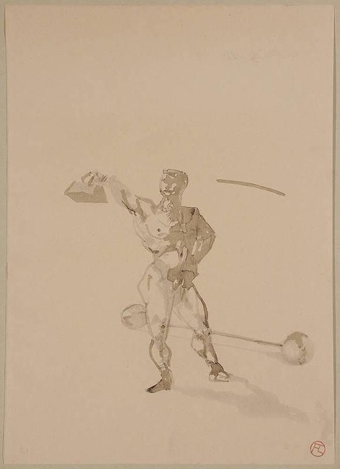 [Au cirque, travail des poids] (D.4.548) by Henri de Toulouse-Lautrec