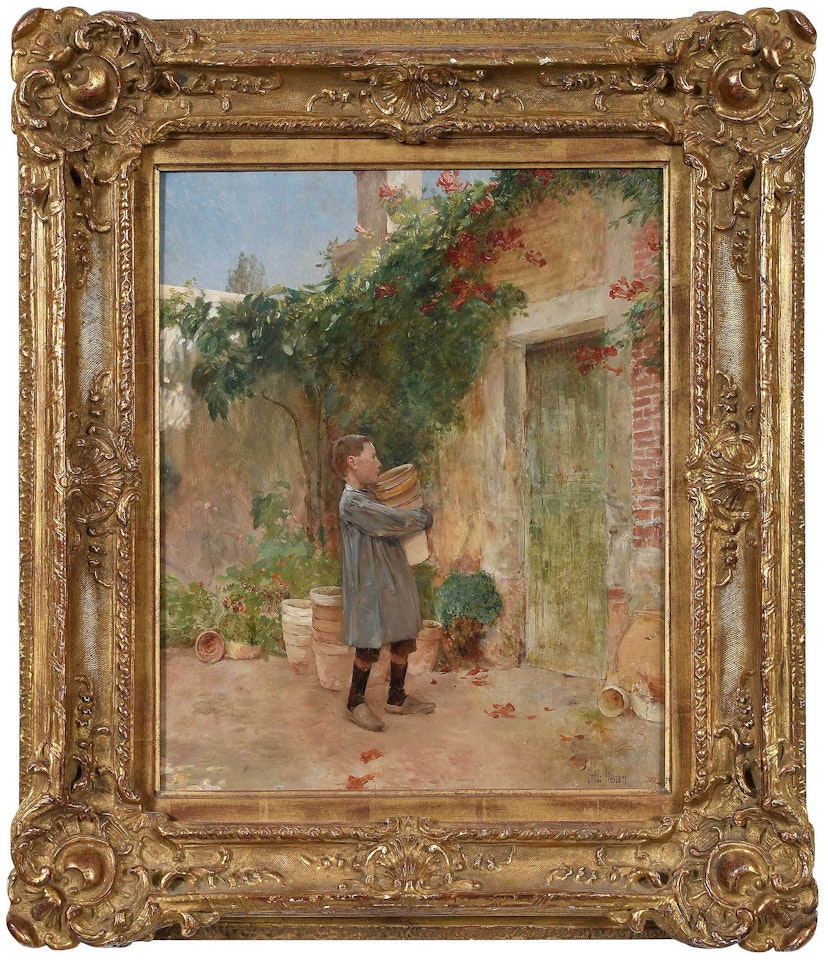 Boy With Flower Pots by Childe Hassam