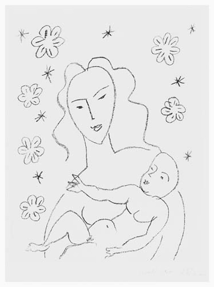 Vierge et Enfant sur Fond de Fleurs et d'Étoiles by Henri Matisse
