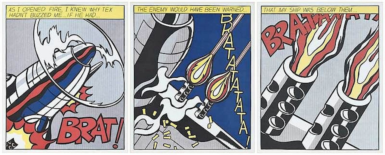 As I Opened Fire, triptych by Roy Lichtenstein